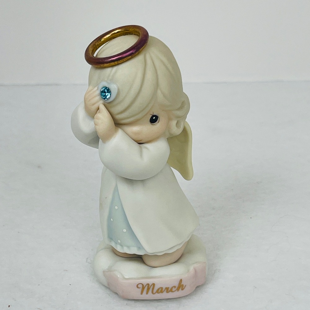Precious Moments March Birthday Angel Aquamarine Birthstone Figurine 261270 1996
